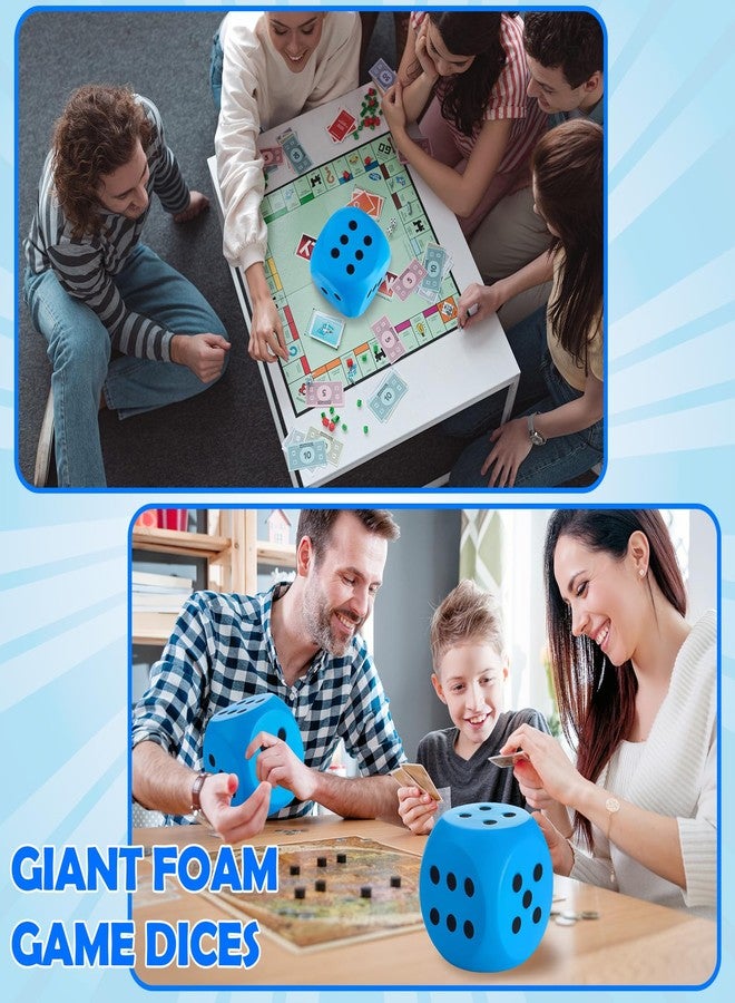 Zomiboo Large 5 Inch Foam Dice, Jumbo 6 Sided Giant Dice for Casino Party & Classroom, Anxiety Stress Relieve Ball Toy Gifts for Adults Kids Board Game to Get Your Lucky Numbers(Blue) - Image 5